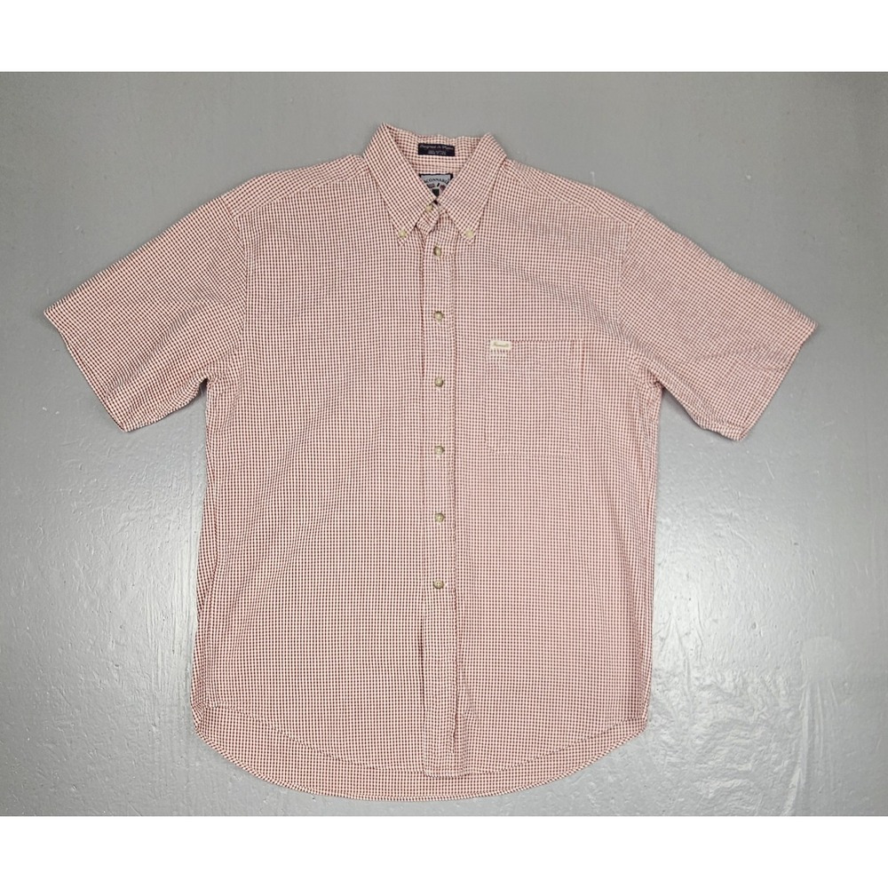 Vintage Faconnable Button Down Shirt Mens Large Seersucker Red Gingham Plaid